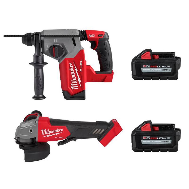 18V Lithium-Ion Brushless Cordless SDS-Plus Rotary Hammer with Grinder and Two 6.0 Ah Batteries B183