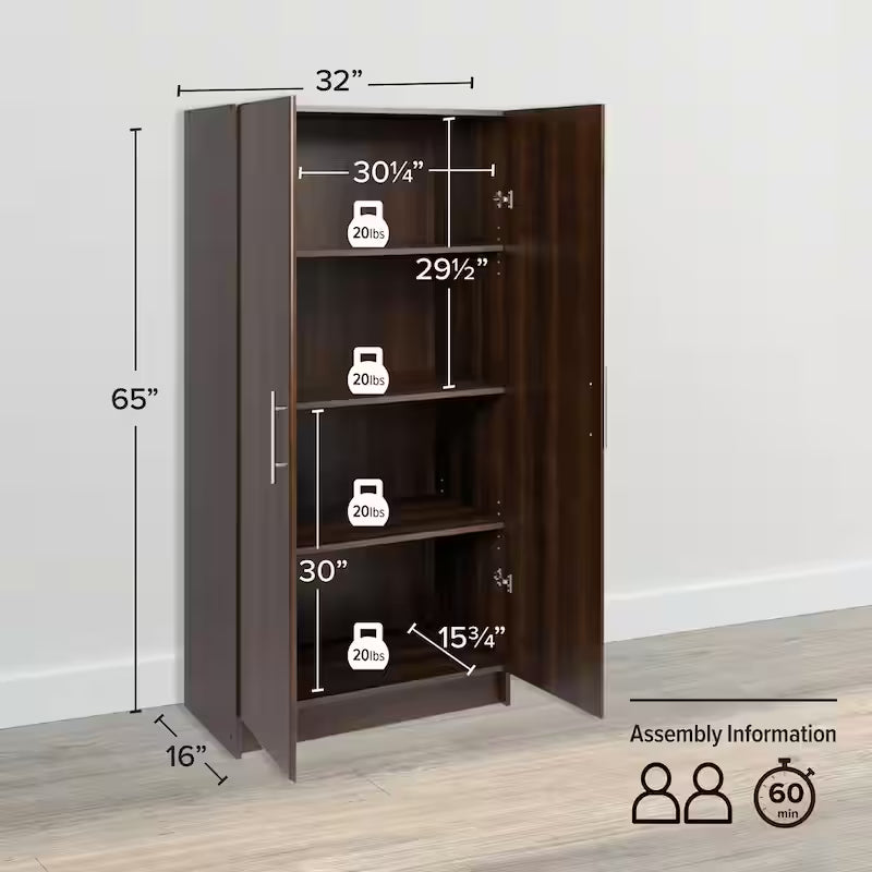 Wood Freestanding Garage Cabinet in Espresso W37779