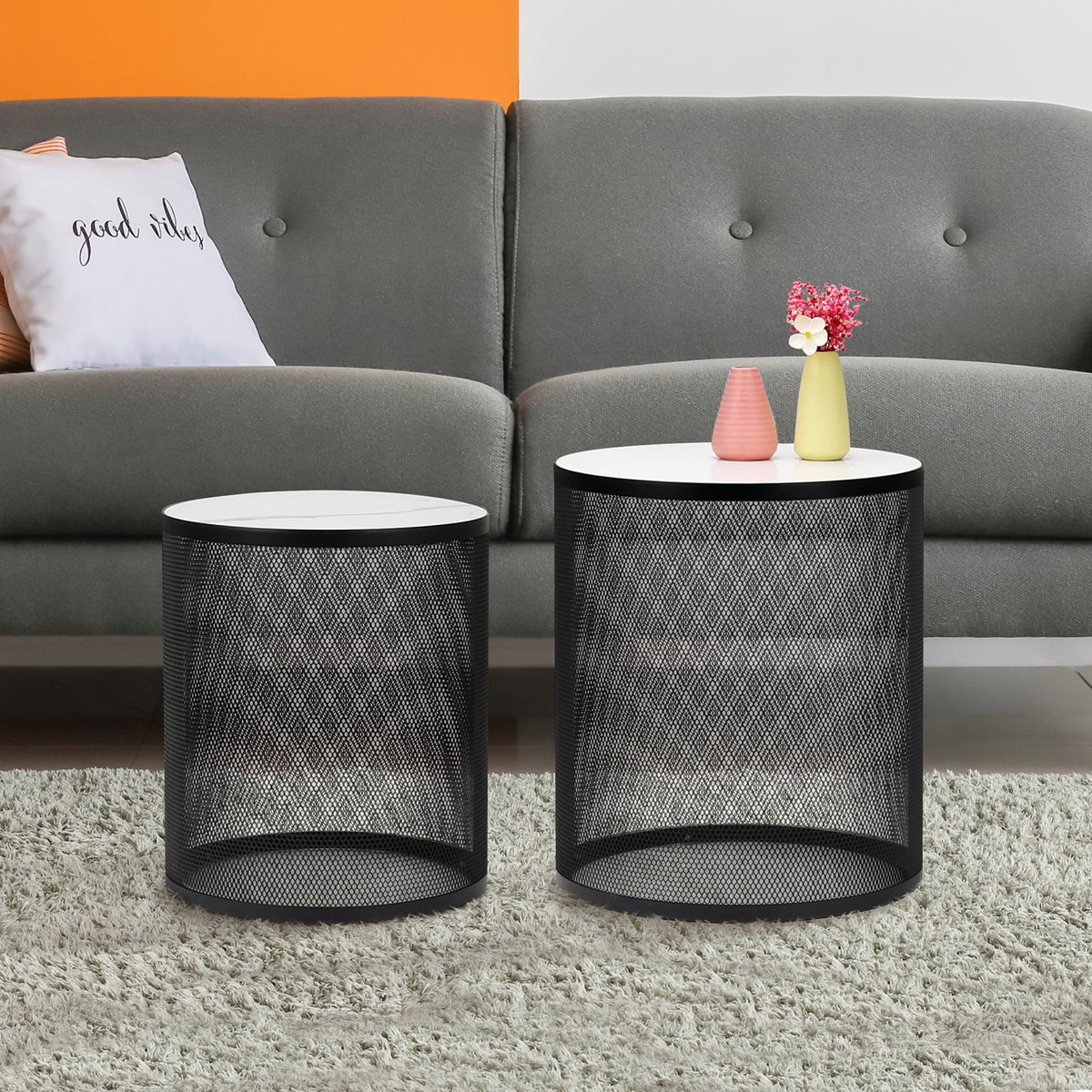 Black Metal Nesting Table Set of 2 N80083