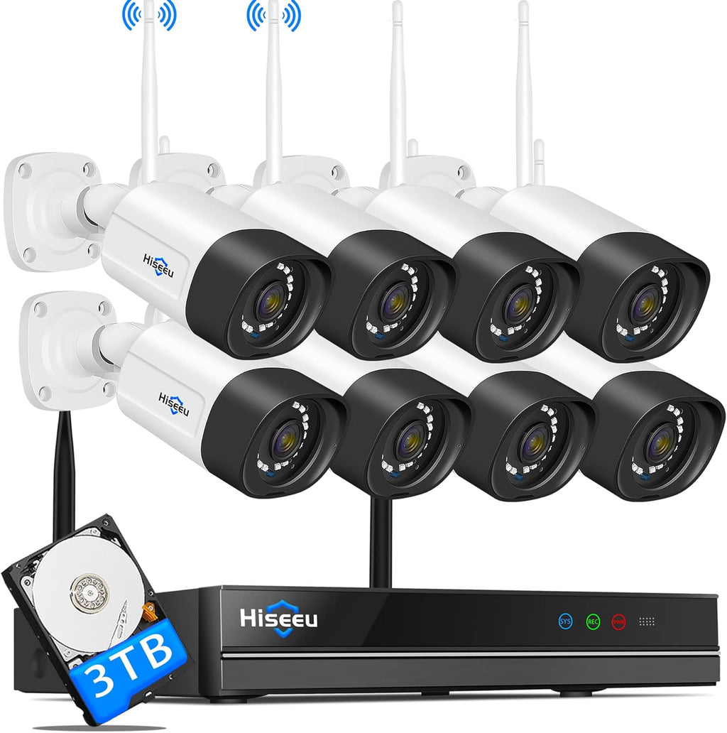 2K Wireless Security Camera System 8Pcs Cameras 3TB Hard Drive T87996