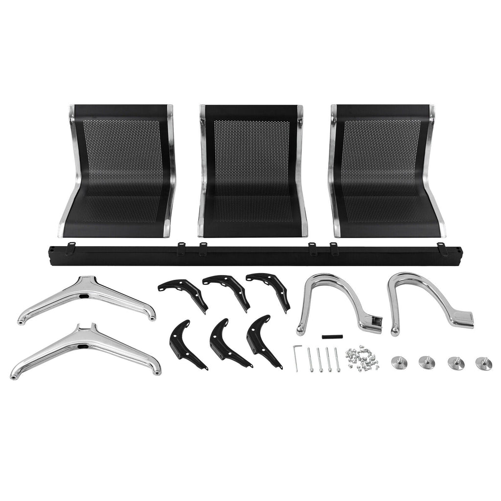 Black 3-Seat Waiting Room Chair with Arms L6919