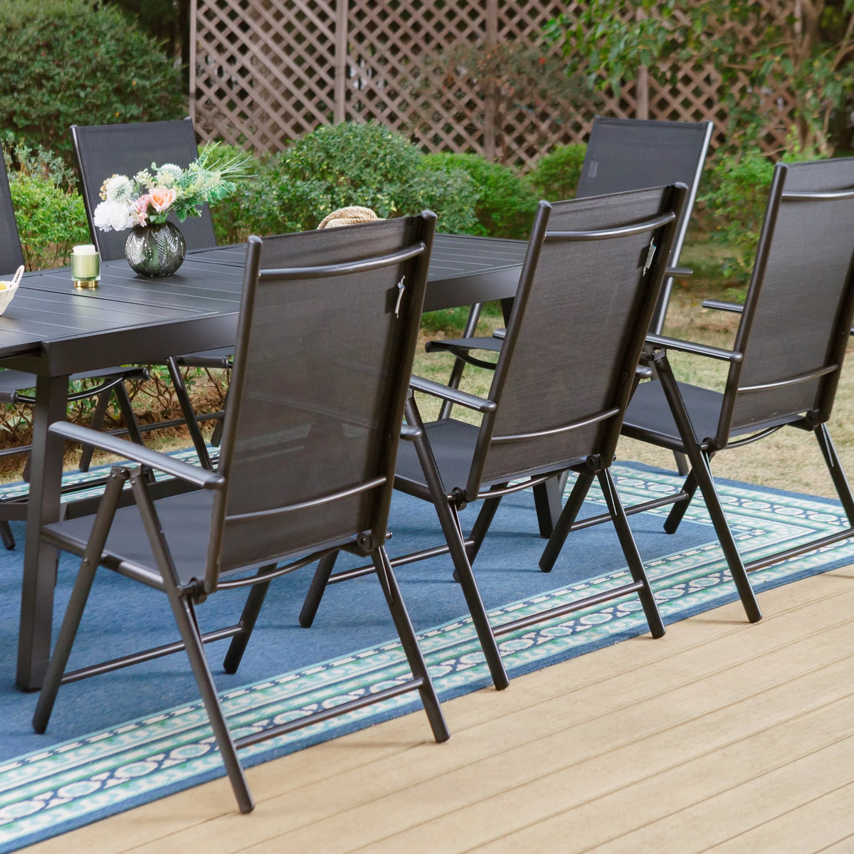9-Piece Black Outdoor Dining Set with Expandable Table C1930