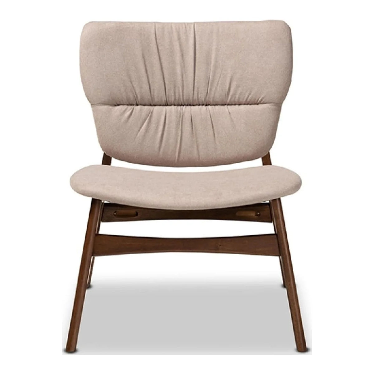 Beige Fabric Upholstered Walnut Brown Wood Accent Chair Y36308