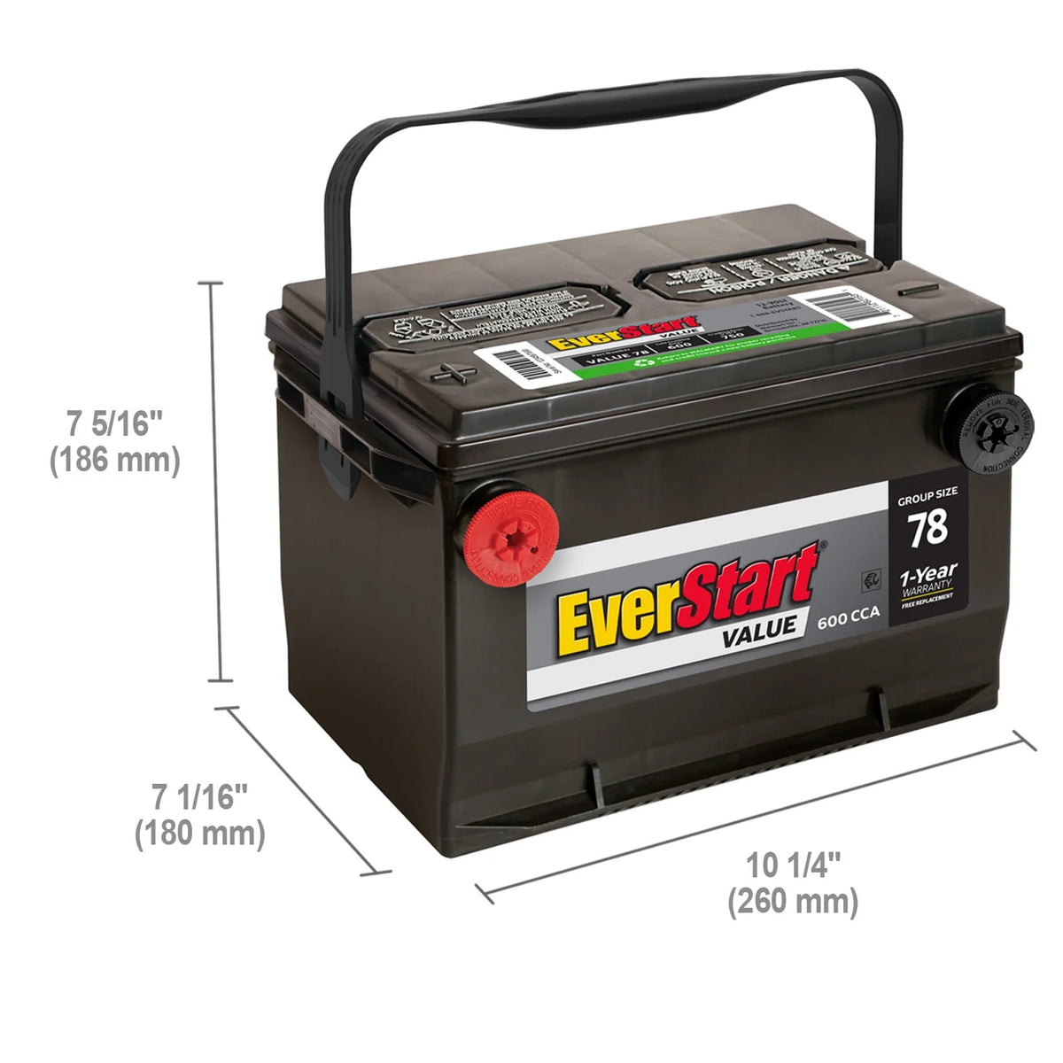 Lead Acid Automotive Battery Group Size 78 12 Volt 600 CCA N276516