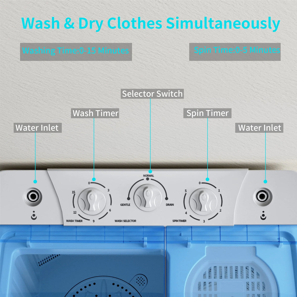 2.33 cu.ft. Twin Tub Portable Washer & Dryer Combo U510719