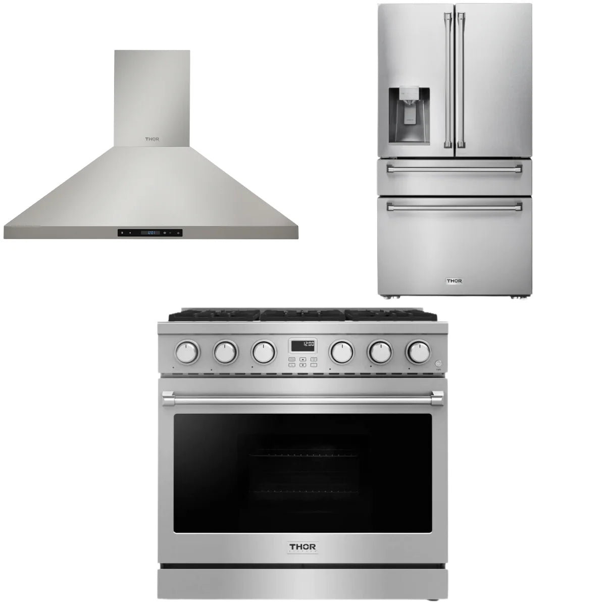 36 Gas Range, Range Hood and Refrigerator K8815