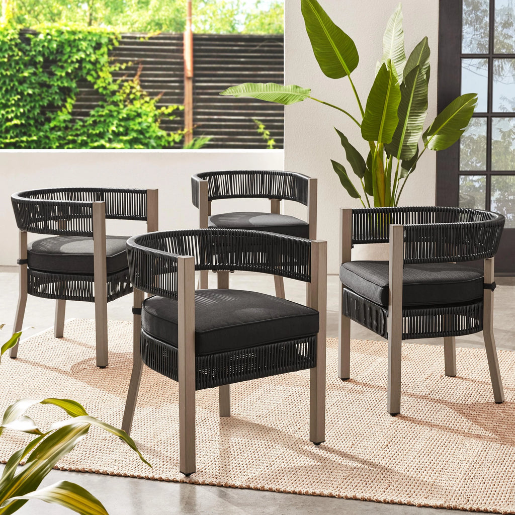 Black 5-Piece Wicker Outdoor Dining Set Y435