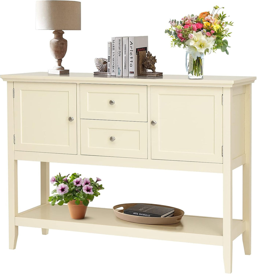 Wood Sideboard Buffet Cabinet with Storage, Drawers & Open Shelf W36834