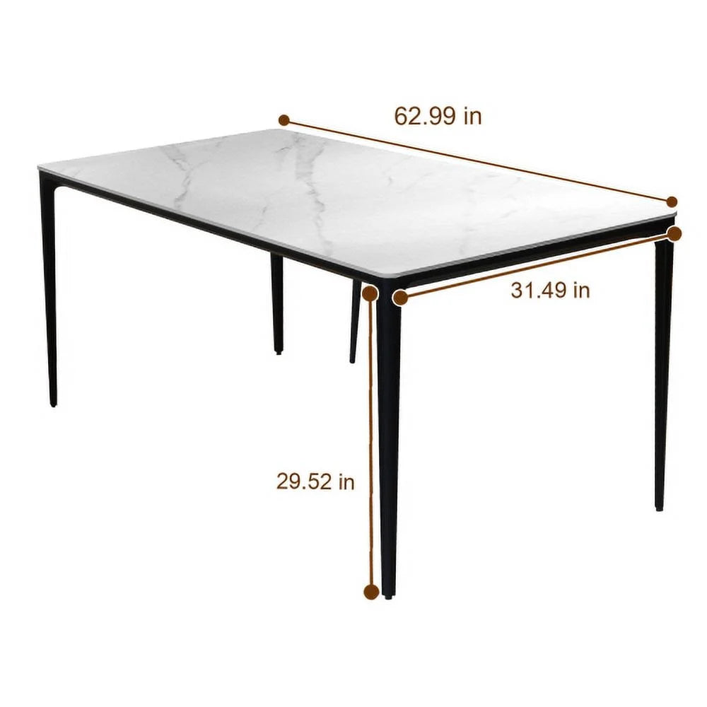 White 63 inch Sintered Stone Dining Table O2464