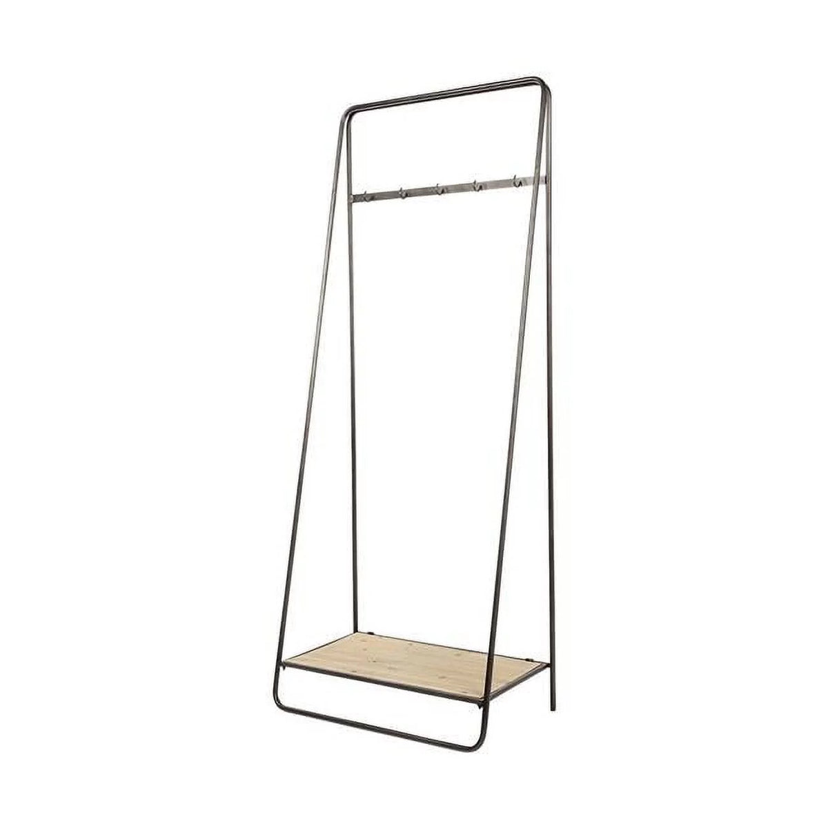 Black Metal & Wood Shelf Hall Tree F914159