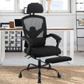 Black Ergonomic Mesh Office Chair with Footrest and Head Support S31010