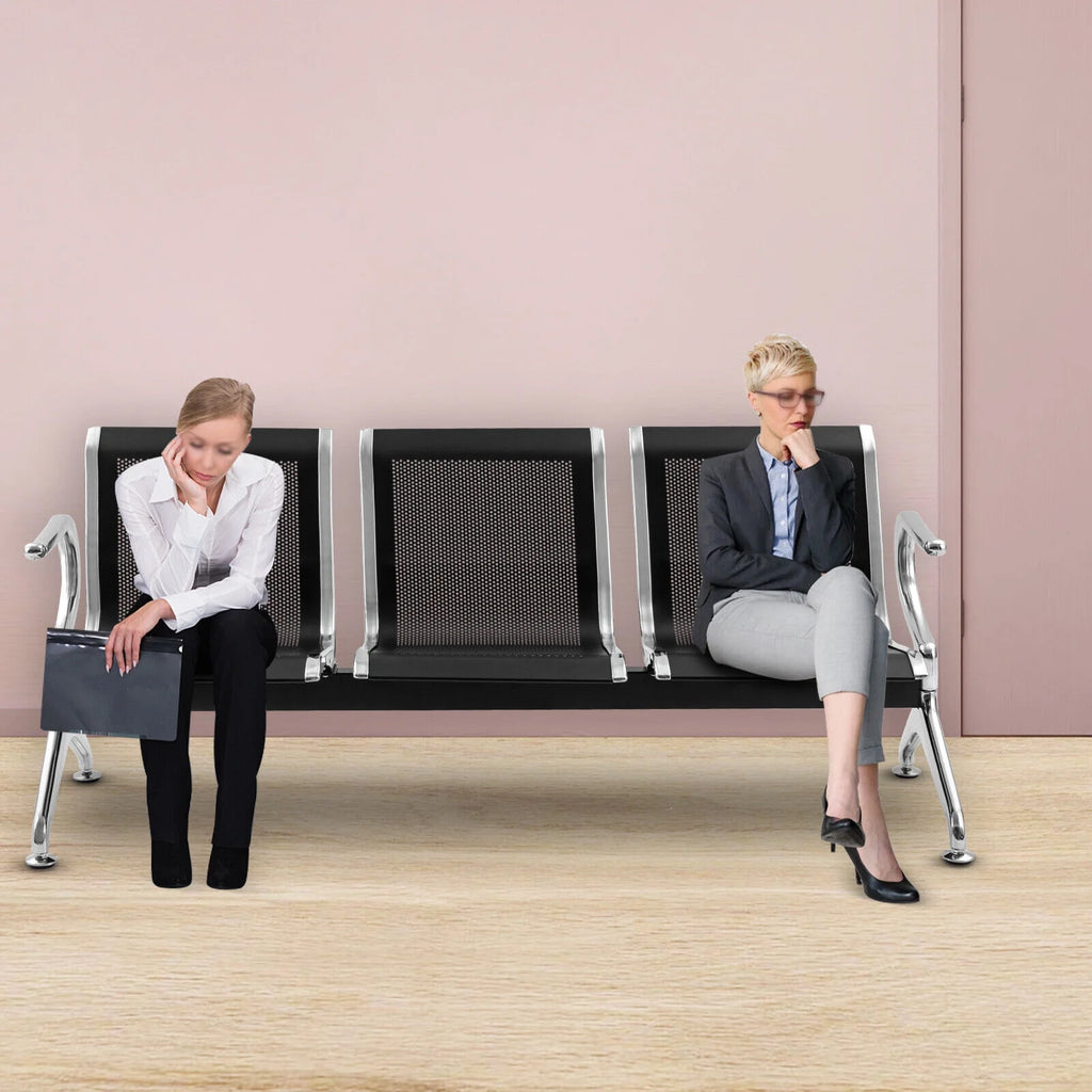 Black 3-Seat Waiting Room Chair with Arms L6919