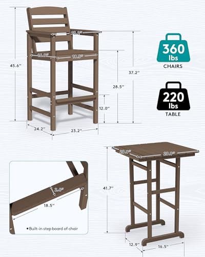 Blue 3 Pieces Adirondack Bar Height Chairs and Table Set C579