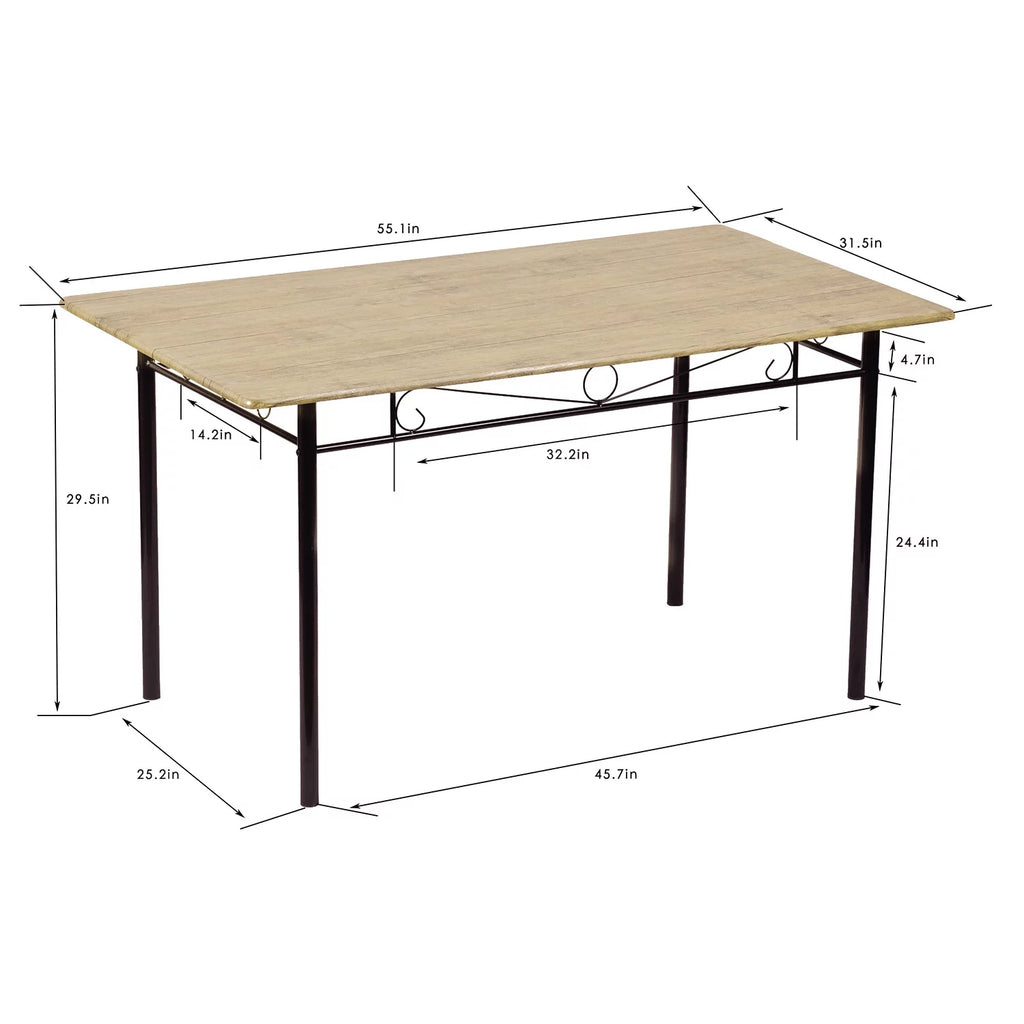 Wood and Metal Dining Table Set with 6 Chairs Z636