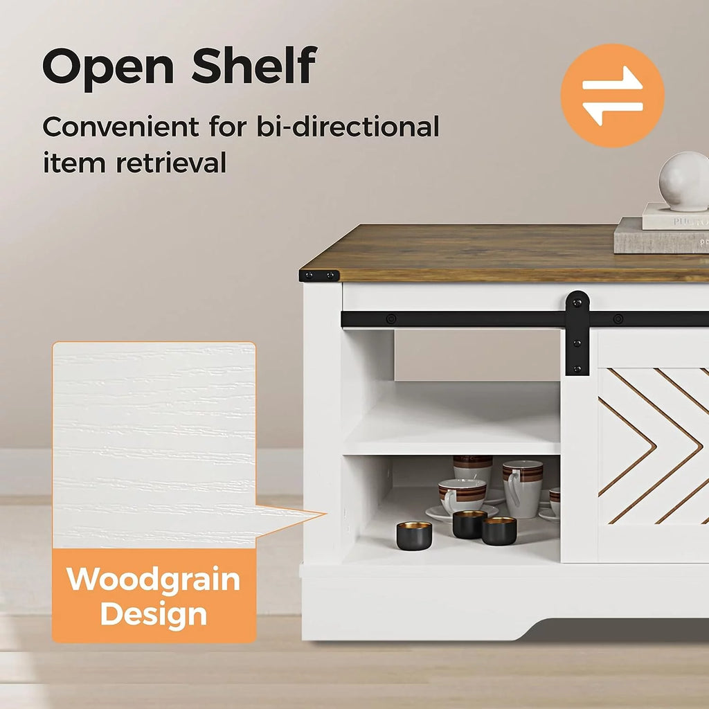 48" Wood Coffee Table with Sliding Barn Door Z233