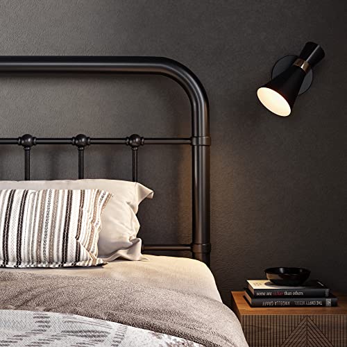 Full Size Black Metal Platform Bed Frame with Headboard and Footboard S84251
