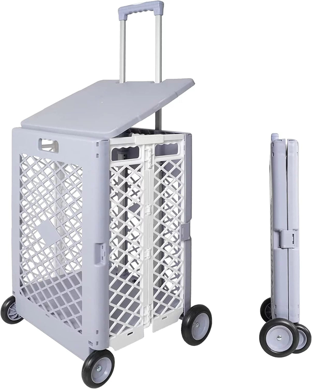 Foldable Rolling Crate with Lid Wheels, Gray T2855