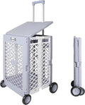 Foldable Rolling Crate with Lid Wheels, Gray T2855