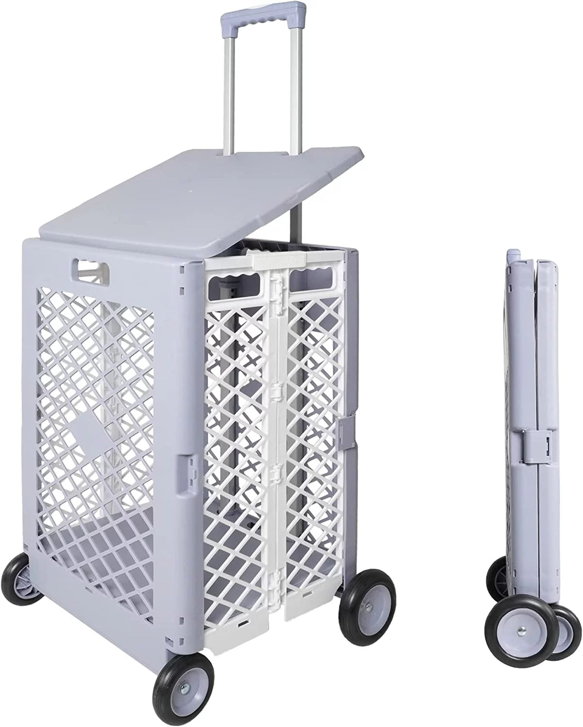 Foldable Rolling Crate with Lid Wheels, Gray T2855