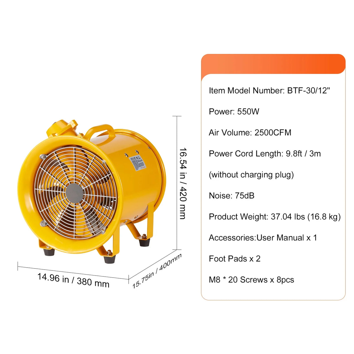 12" Portable Extractor Fan Blower W395195