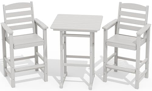 Blue 3 Pieces Adirondack Bar Height Chairs and Table Set C579