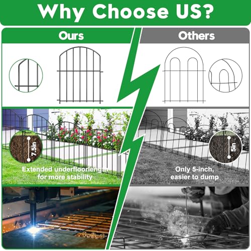 Arched Rustproof Metal Decorative Garden Fence 17in x 10ft M298391