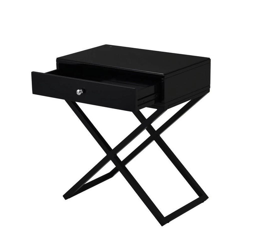 Black Wooden Nightstand with Drawer Q2817