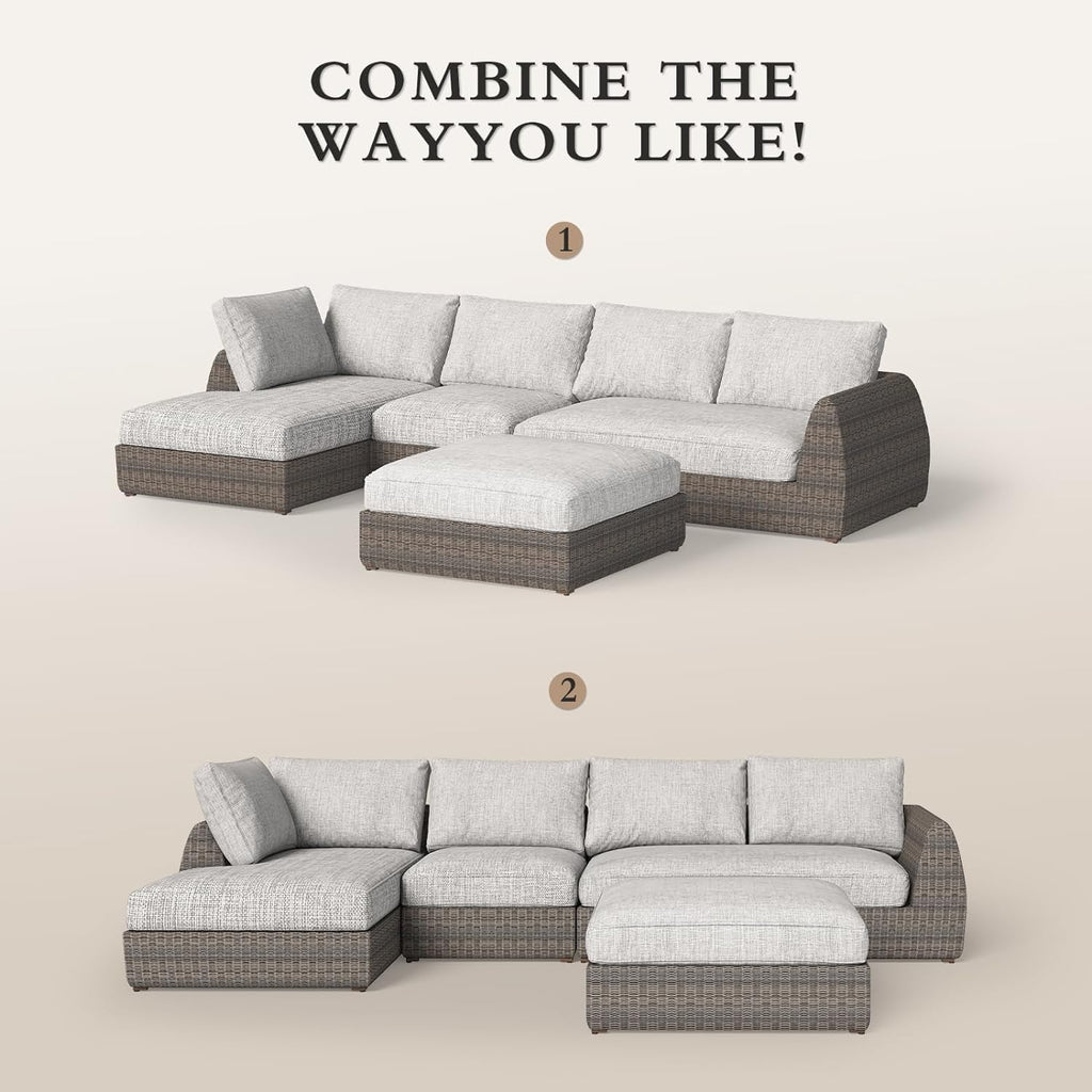 Brown Rattan 4-Piece Patio Deep Seating Lounge Set T8160
