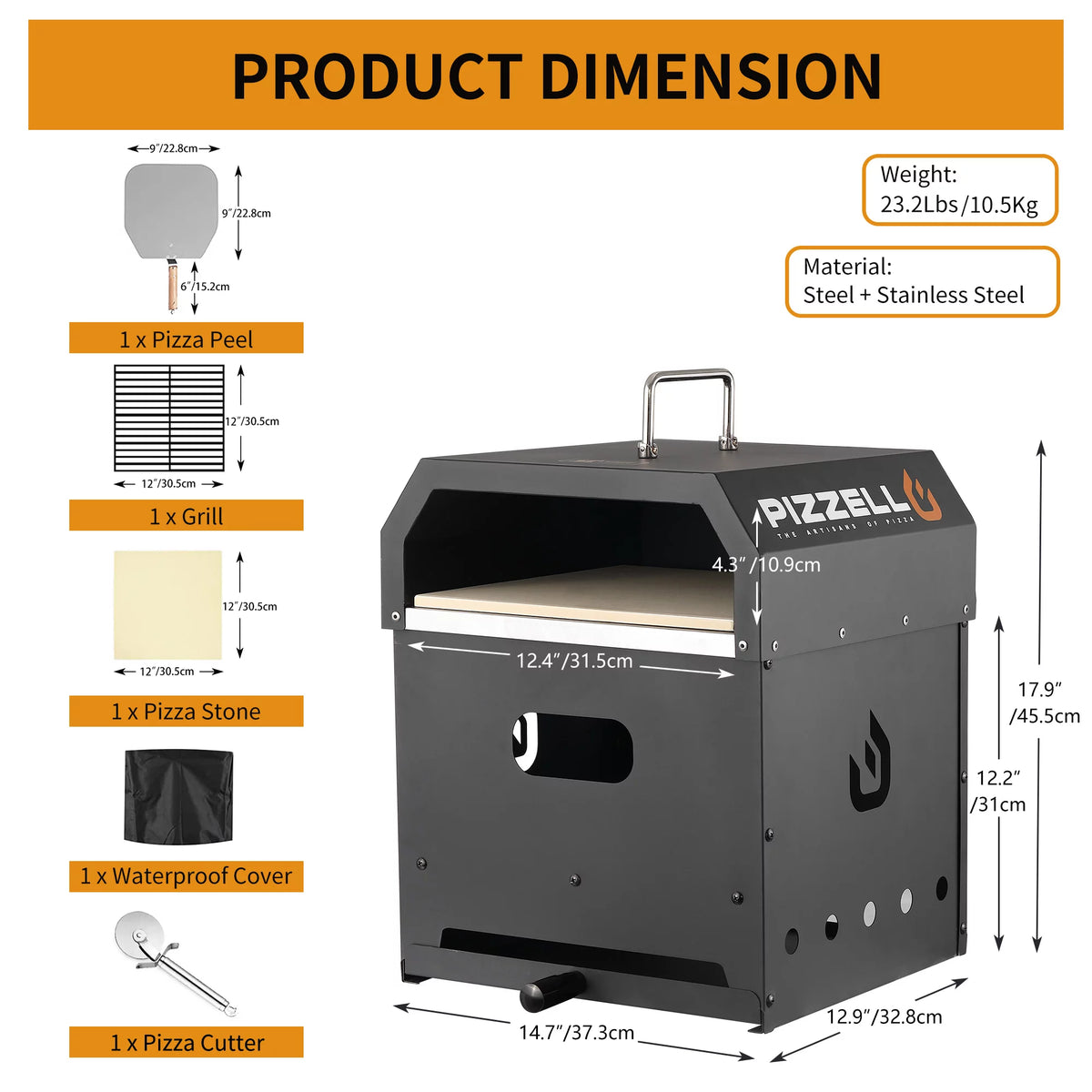 4 in 1 Wood Fired 12 inch Pizza Oven P9178