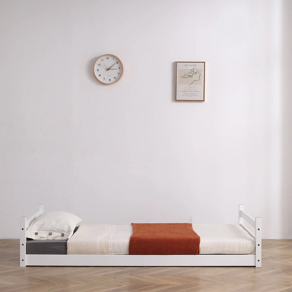 White Twin Over Twin Bunk Bed with Guard Rails M4335