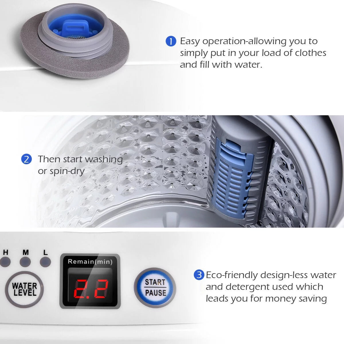 Portable 7.7 lbs Automatic Laundry Washing Machine W66501