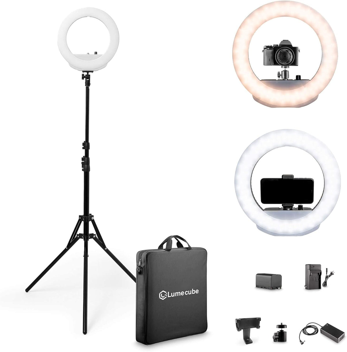 12 Cordless Bicolor Ring Light Kit with Carry Case and 6.5 ft Stand C377176