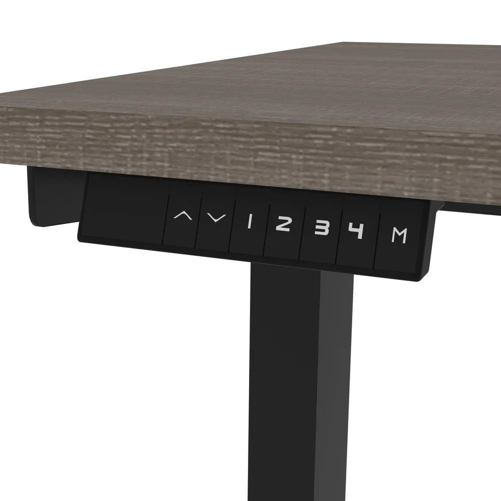 Bark Grey Standing Desk with Dual Monitor Arm F960
