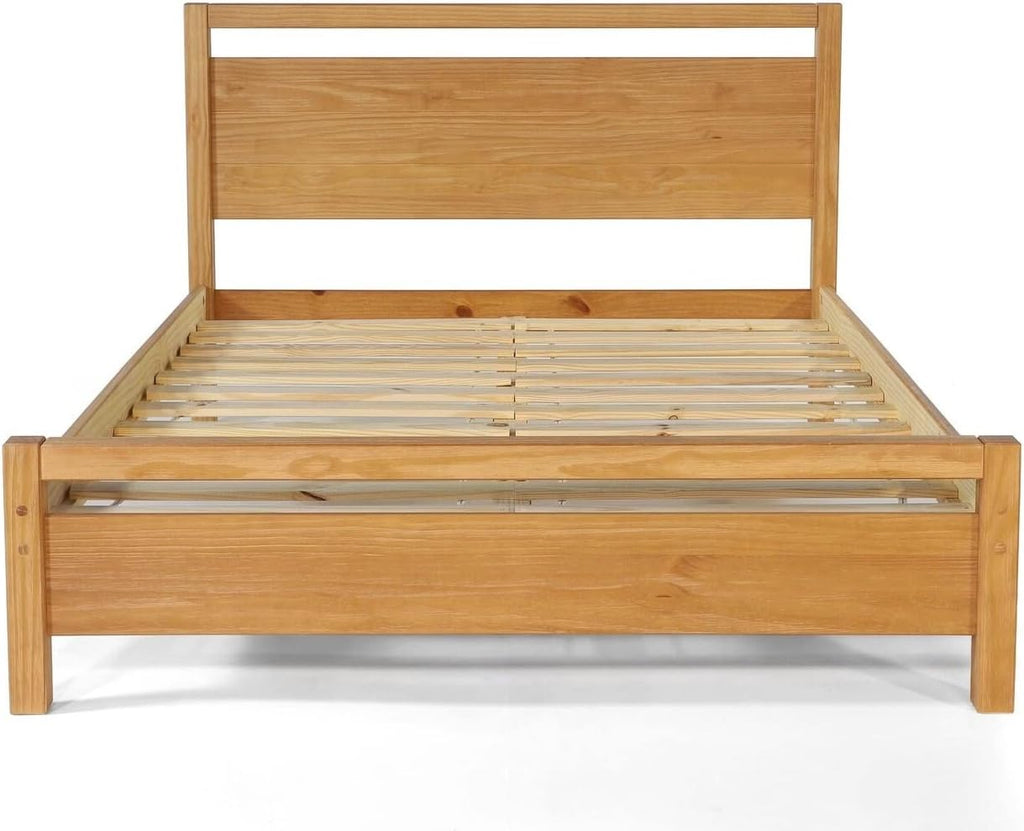 Queen Size Solid Wood Platform Bed Brushed White A45956