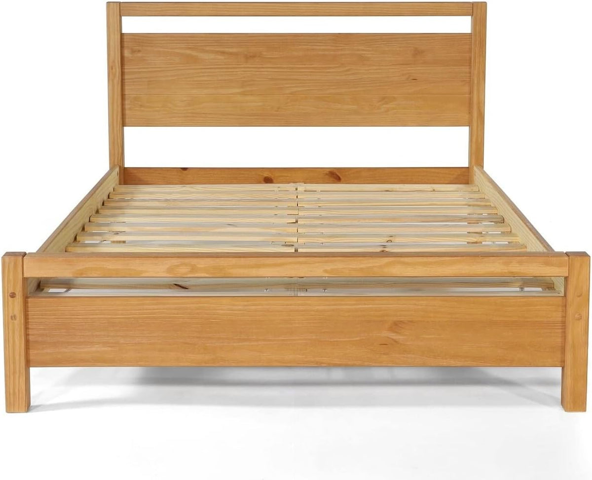 Queen Size Solid Wood Platform Bed Brushed White A45956