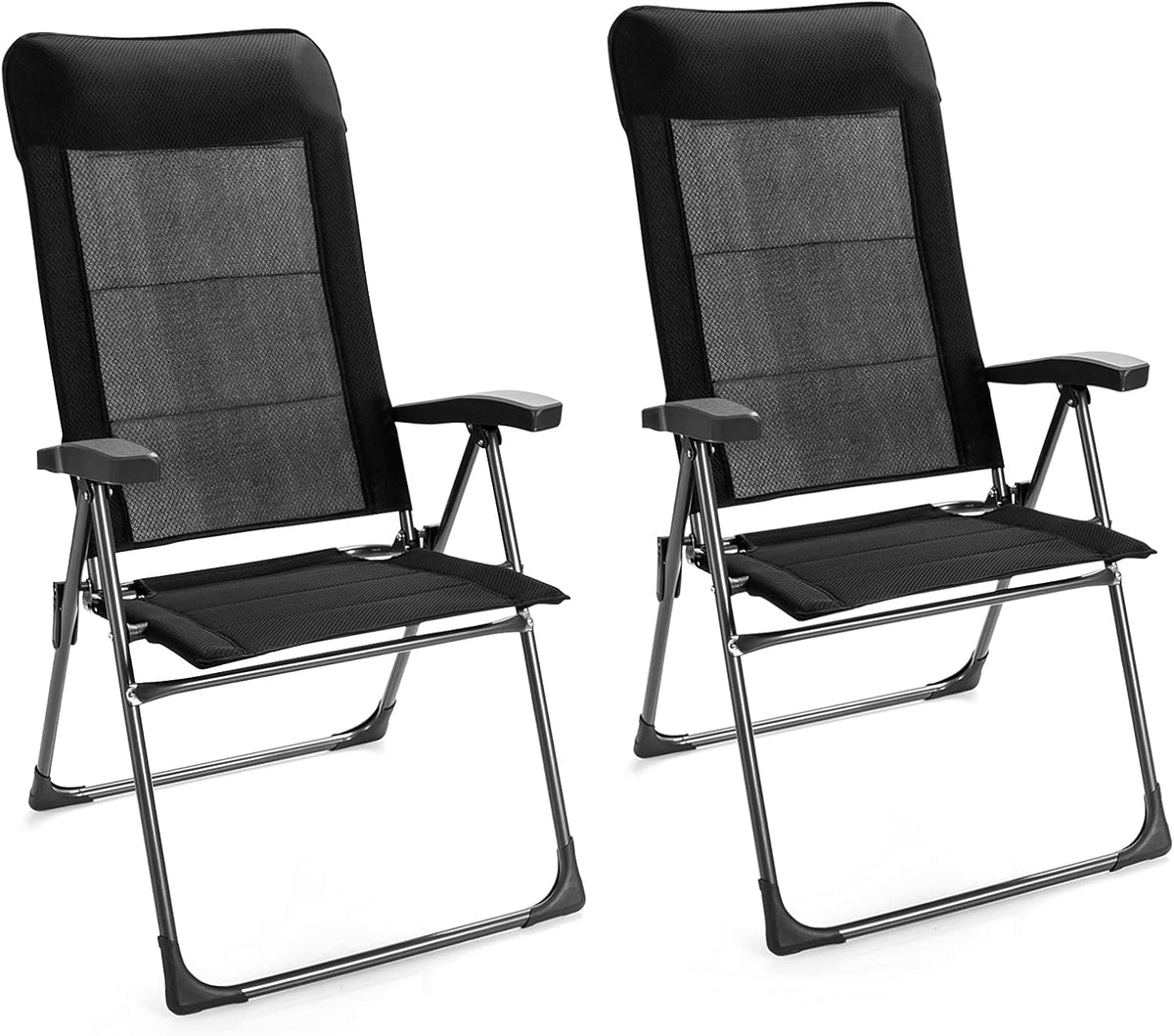 2 Pieces Folding Patio Dining Chairs with Adjustable Backrest P440720