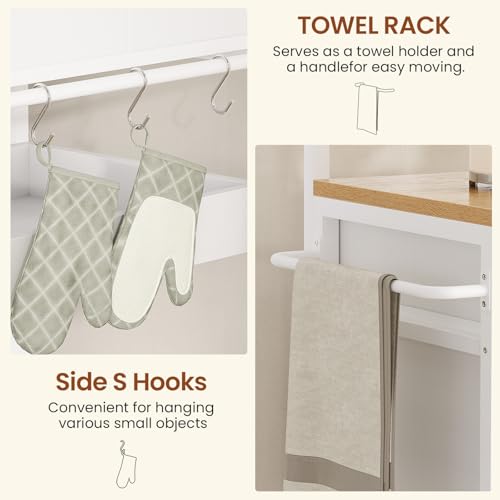 White Rolling Kitchen Island with Storage X596648