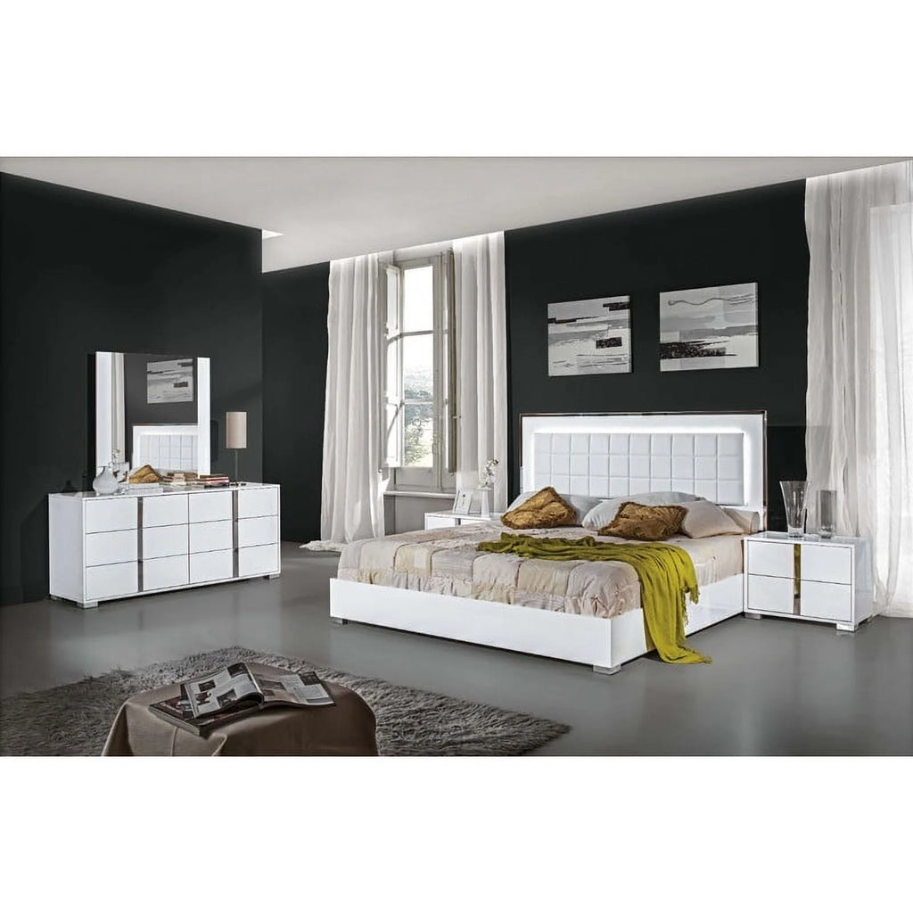 White High Gloss King Size 5-Piece Bedroom Set W55029