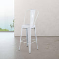White Cafe Bar Stool with High Back I3061