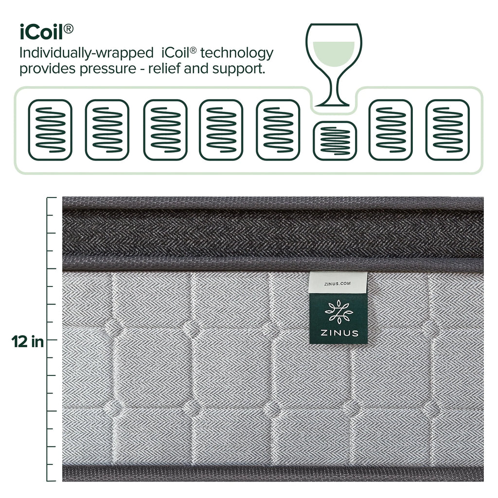 12 Hybrid Cooling Gel Memory Foam Pocket Spring King Mattress M34995