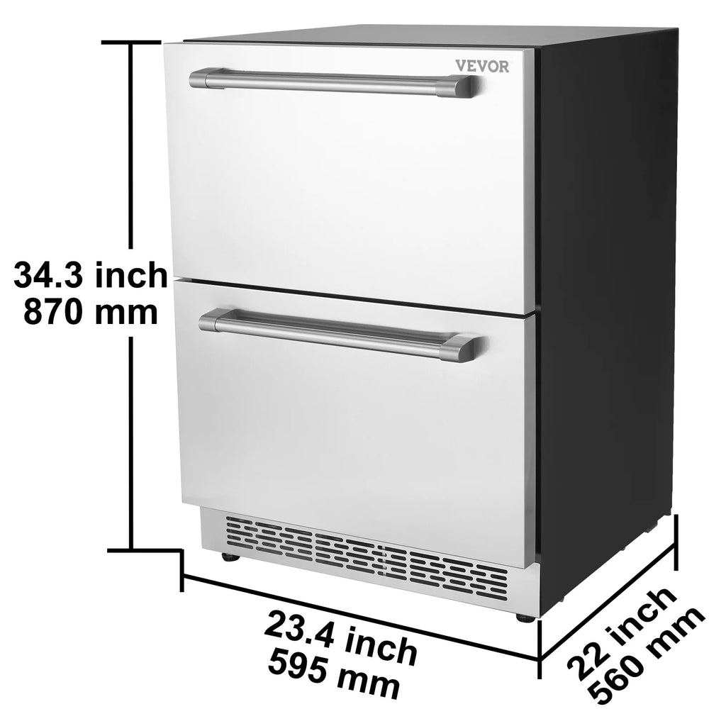 24 2 Drawer Stainless Steel Undercounter Refrigerator E564