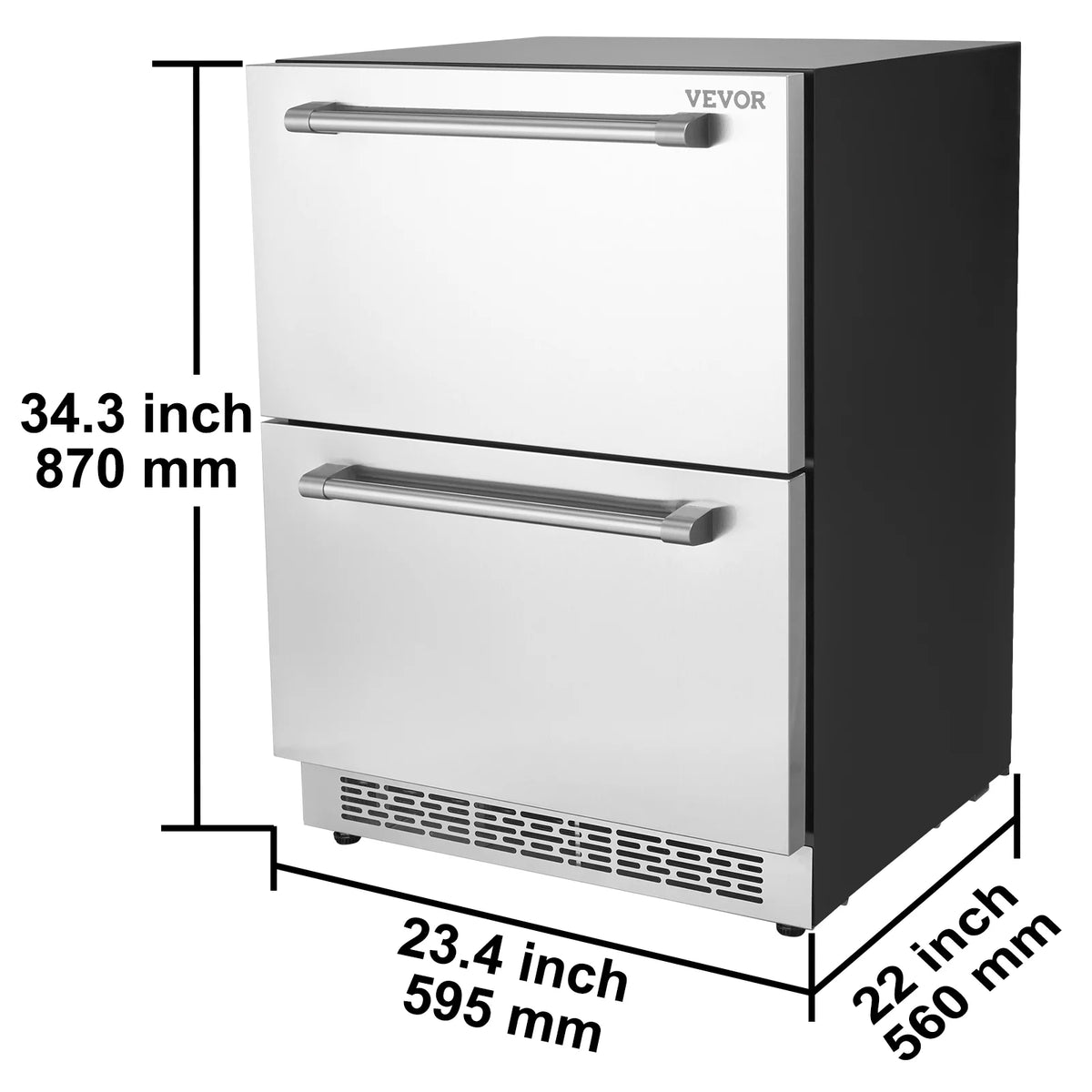 24 2 Drawer Stainless Steel Undercounter Refrigerator E564