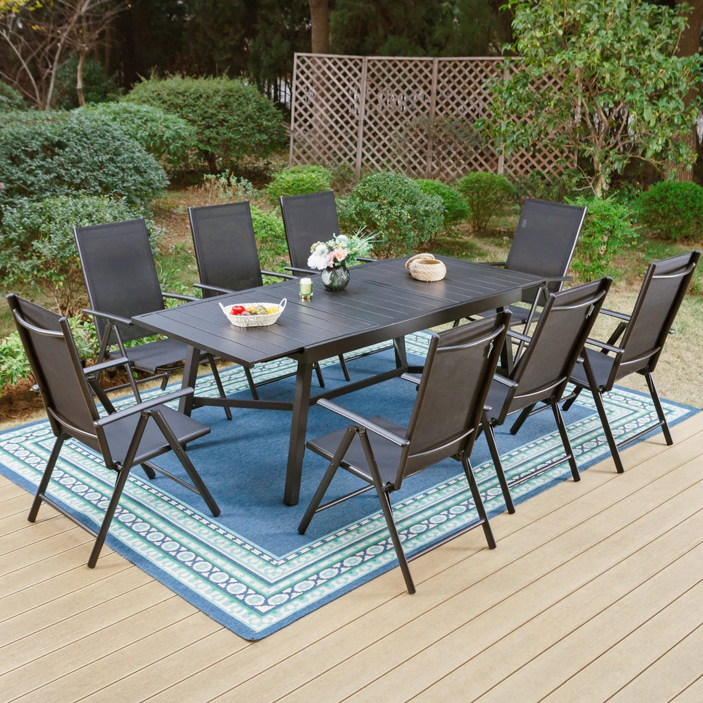 9-Piece Black Outdoor Dining Set with Expandable Table C1930