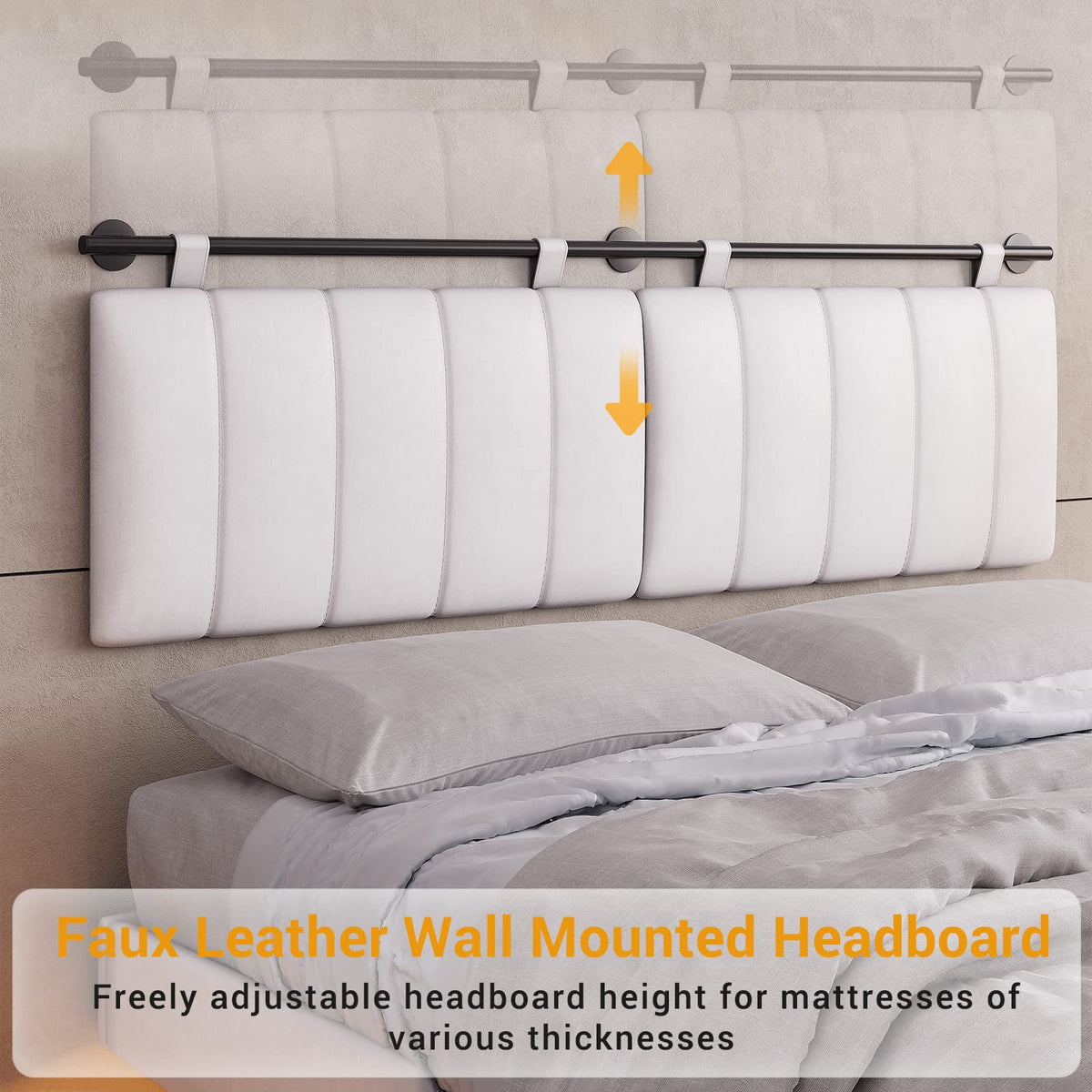 White LED Queen Bed Frame with Upholstered Headboard I29951