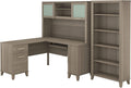 L Shaped Desk with Hutch and 5 Shelf Bookcase L403133