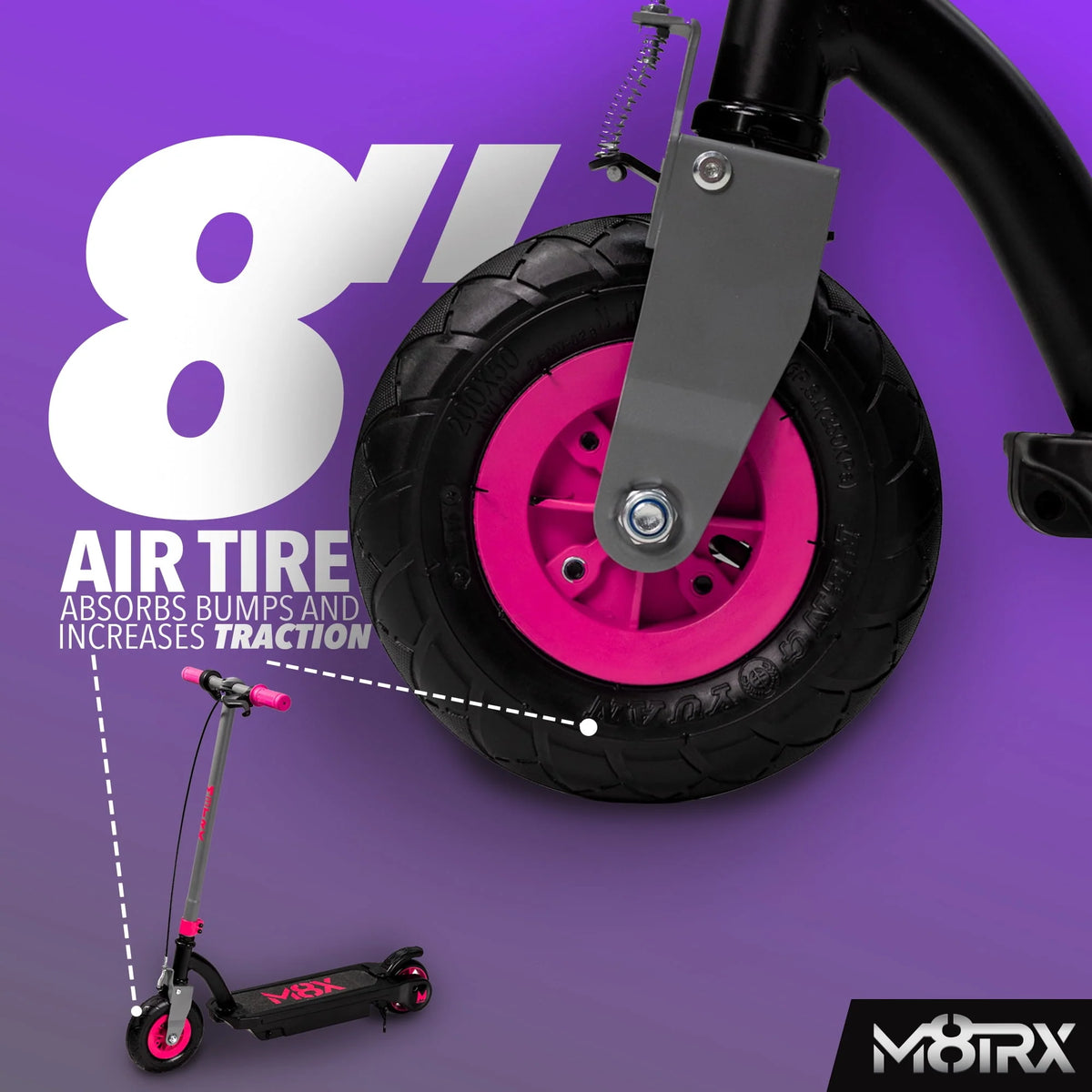 24 Volt Kids Electric Scooter, 8 Air Filled Tire, Pink V613