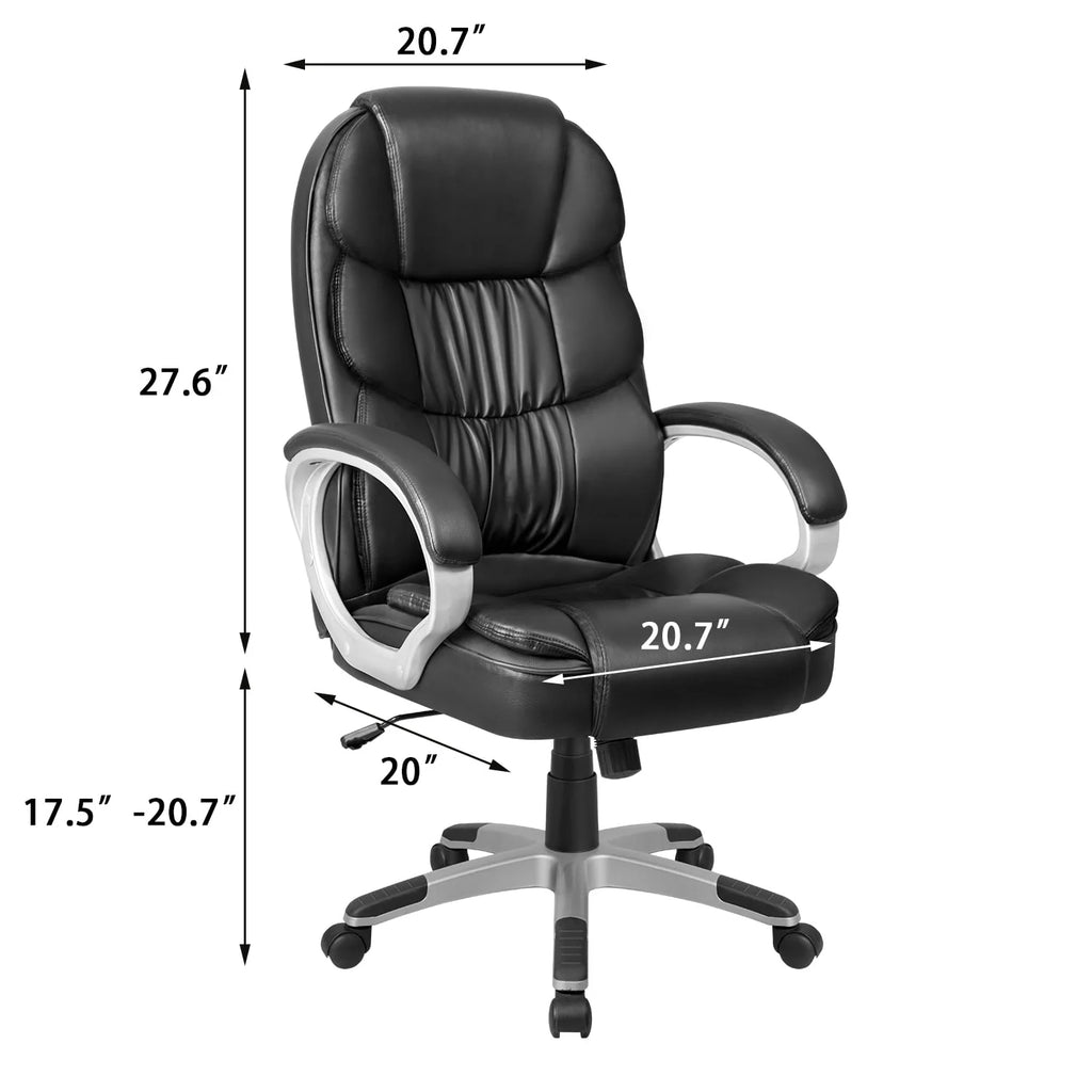 Black Faux Leather Executive Office Chair with Armrests I6172