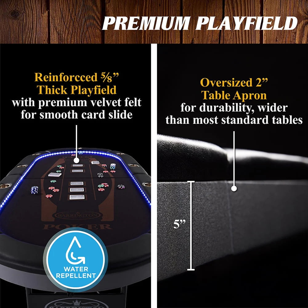10-Player Poker Table with LED Lights C2583