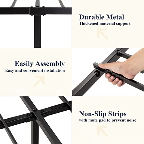 Full Size Black Metal Platform Bed Frame with Headboard and Footboard S84251
