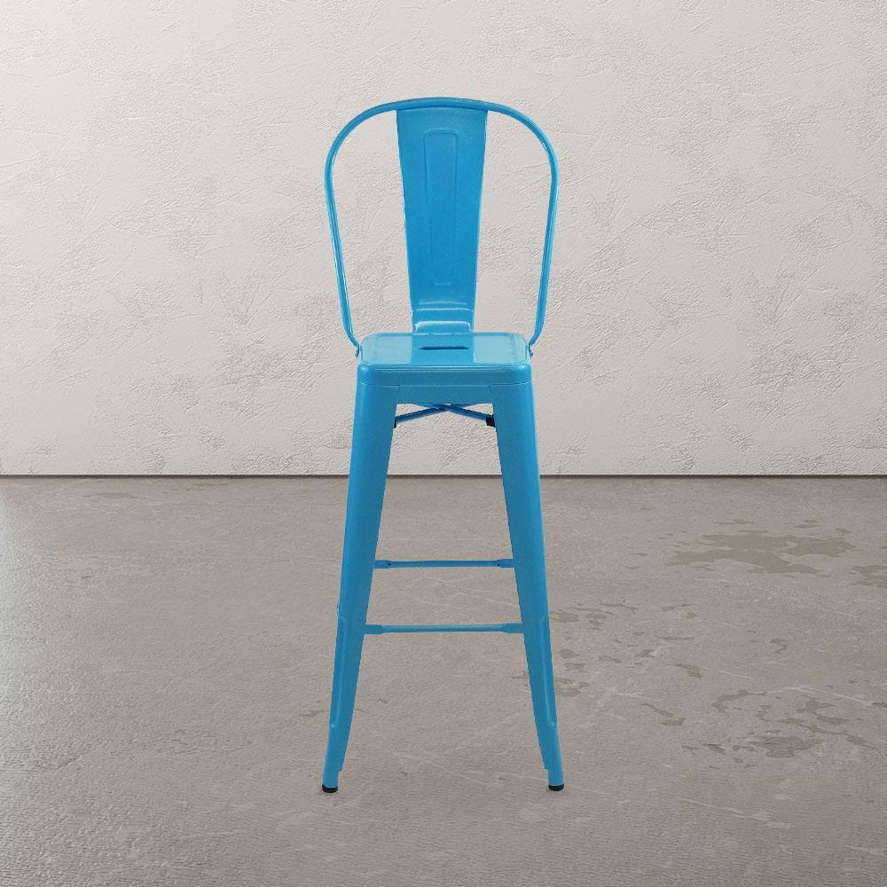 White Cafe Bar Stool with High Back I3061